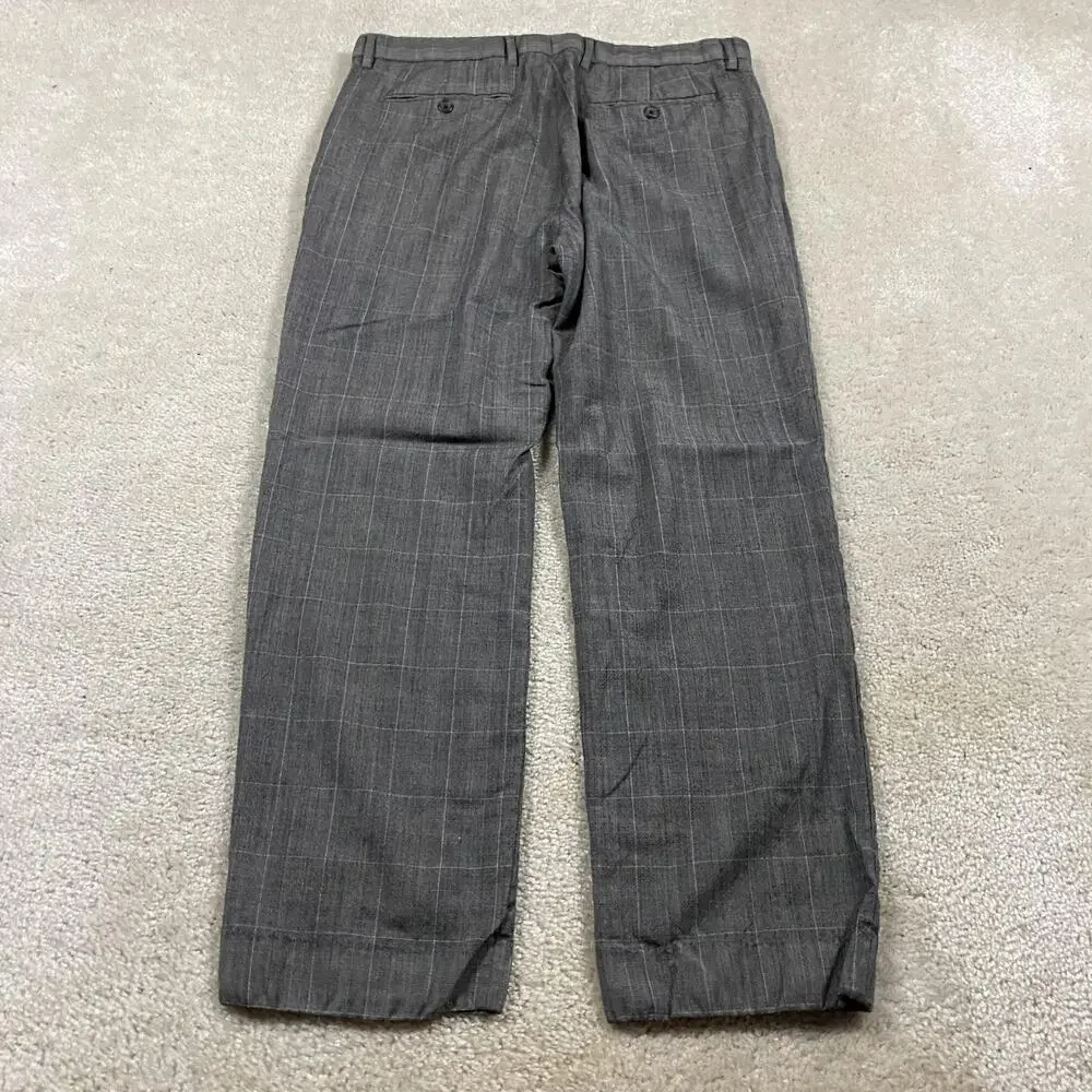 Banana Republic Pants Mens 34x30* Gray Wool Glen Plaid Slim Fit Dress Trousers